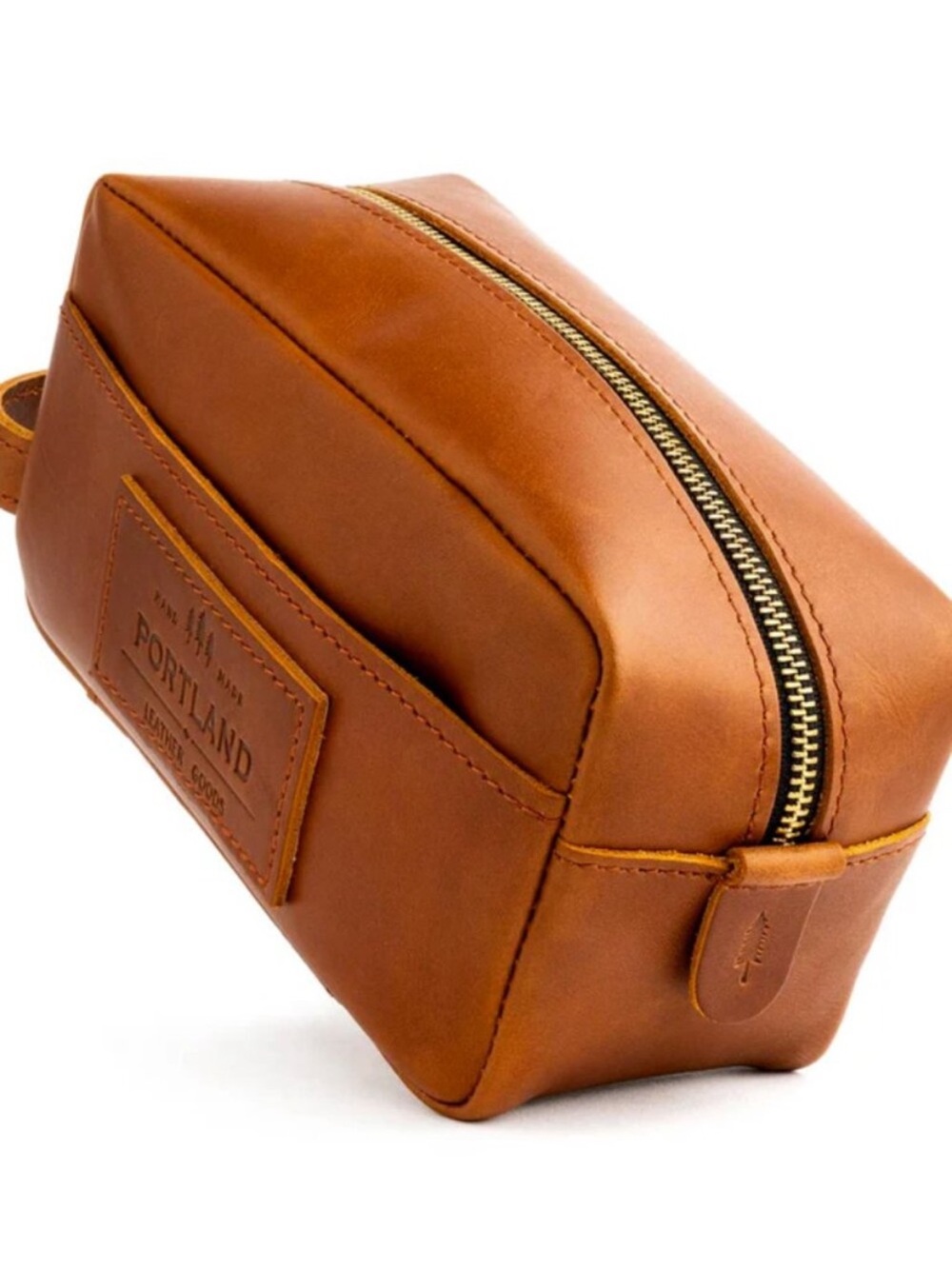 Portland Leather Goods Deluxe Dopp Kit in Honey Cognac
